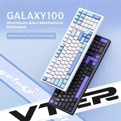 Vter Galaxy100 Wireless Blanco/Negro Combo Teclado Mecanico Aluminio Inalámbrico