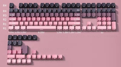 Keycaps PBT OEM Side printed Gradiant Rose 136 Keys