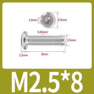 Tornillo Allen M2.5x8 M2.5*8 cabeza plana inoxidable 304
