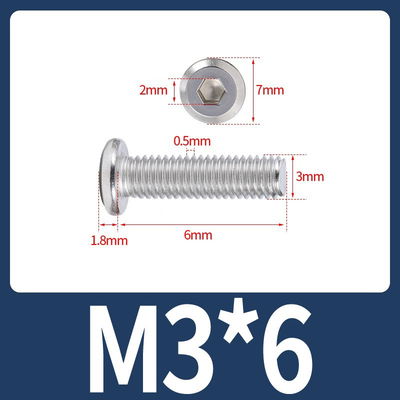 Tornillo Allen M3x6 M3*6 cabeza plana inoxidable 304