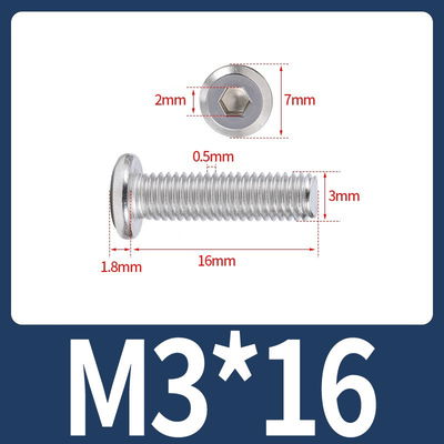Tornillo Allen M3x16 M3*16 cabeza plana inoxidable 304