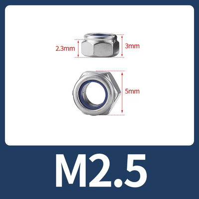 Tuerca Antiaflojamiento M2.5 de seguridad nylon inoxidable 304