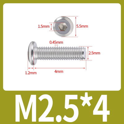 Tornillo Allen M2.5x4 M2.5*4 cabeza plana inoxidable 304