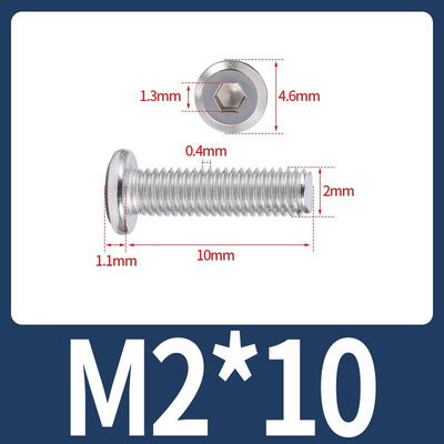 Tornillo Allen M2x10 M2*10 cabeza plana inoxidable 304