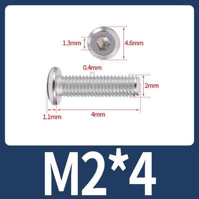 Tornillo Allen M2x4 M2*4 cabeza plana inoxidable 304