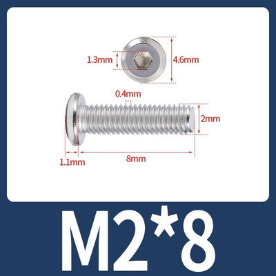 Tornillo Allen M2x8 M2*8 cabeza plana inoxidable 304