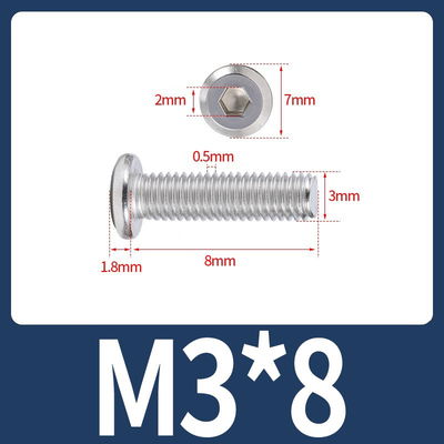 Tornillo Allen M3x8 M3*8 cabeza plana inoxidable 304