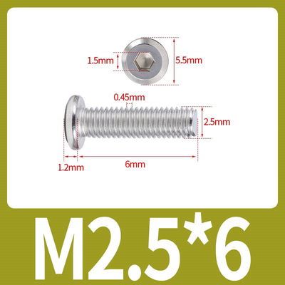 Tornillo Allen M2.5x6 M2.5*6 cabeza plana inoxidable 304