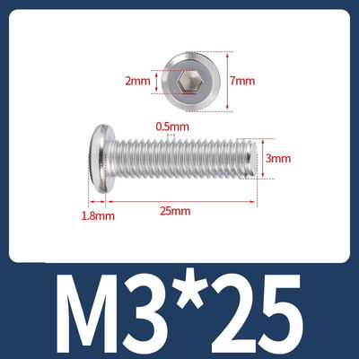 Tornillo Allen M3x25 M3*25 cabeza plana inoxidable 304