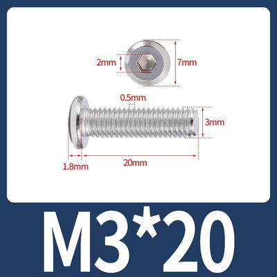 Tornillo Allen M3x20 M3*20 cabeza plana inoxidable 304