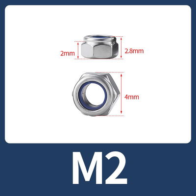 Tuerca Antiaflojamiento M2 de seguridad nylon inoxidable 304