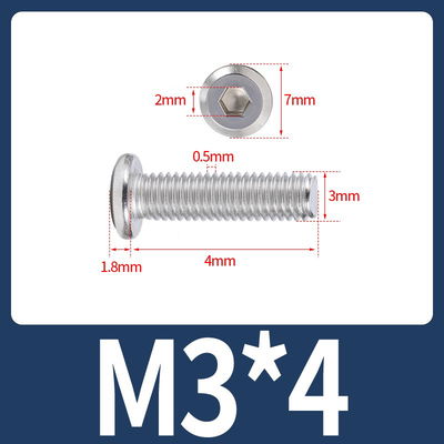 Tornillo Allen M3x4 M3*4 cabeza plana inoxidable 304
