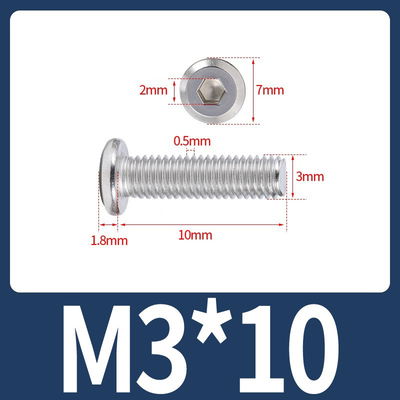 Tornillo Allen M3x10 M3*10 cabeza plana inoxidable 304