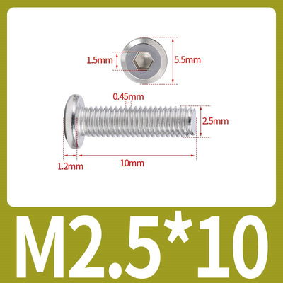 Tornillo Allen M2.5x10 M2.5*10 cabeza plana inoxidable 304