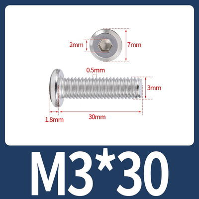 Tornillo Allen M3x30 M3*30 cabeza plana inoxidable 304