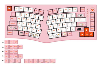 Keycaps PBT MDA Pink Meow 104 Keys
