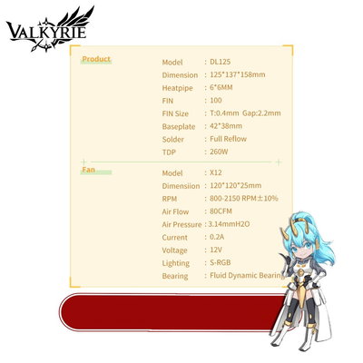 CPU Cooler Valkyrie Loki DL125 LGA1700 AM5 Disipador