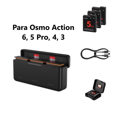 Estuche Cargador TELESIN + 3 Baterías WloonG para Osmo Action 3 / 4 / 5 / 6
