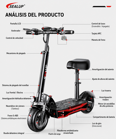 Scooter SEALUP Q28 60V 25Ah 500W 160km de Autonomía