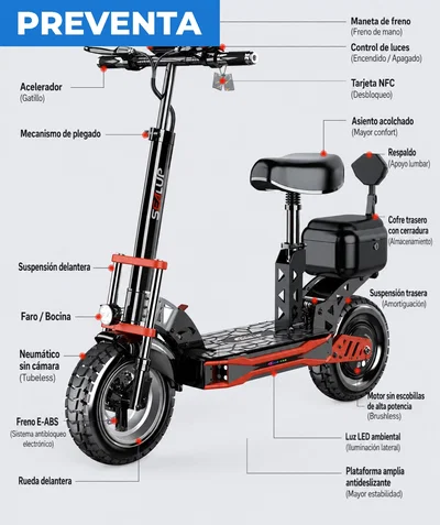 Scooter SEALUP Q29 60V 25Ah 500W 160km de Autonomía