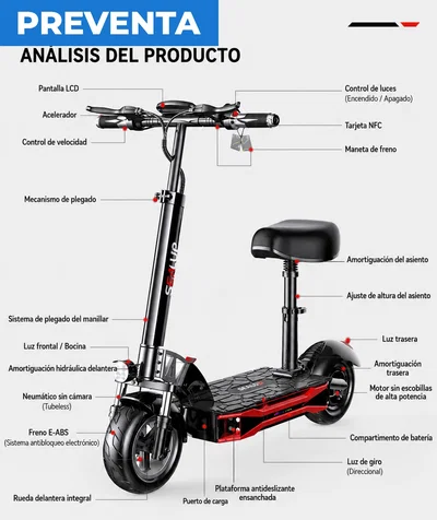 Scooter SEALUP Q28 60V 25Ah 500W 160km de Autonomía
