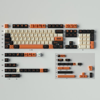 Keycaps PBT Cherry Carbon Light 129+23 Keys