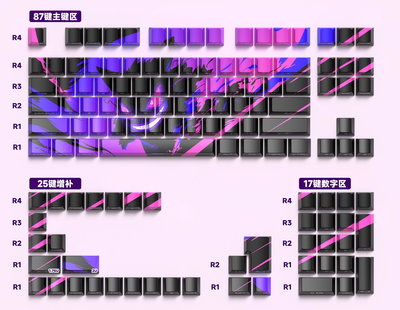 Keycaps PBT Cherry Gengar Side Printed 129 Keys
