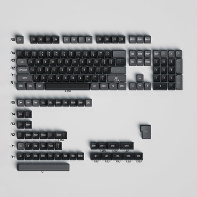 Keycaps ABS MSA Gray On Black 150 Keys