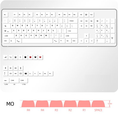 Keycaps PBT MO Minimalist White 129 Keys