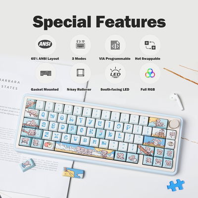 Cidoo Nebula Rosa Combo Teclado Mecanico Inalámbrico Wireless 