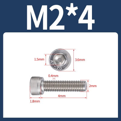 Tornillo Allen M2x4 M2*4 inoxidable 304 