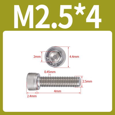 Tornillo Allen M2.5x4 M2.5*4 inoxidable 304 