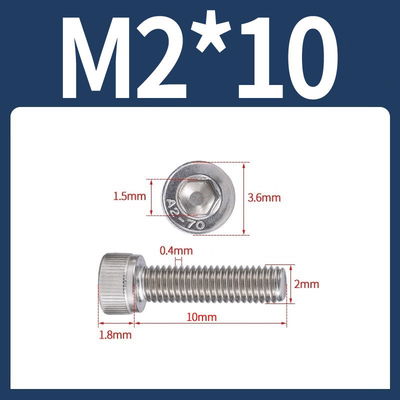 Tornillo Allen M2x10 M2*10 inoxidable 304 