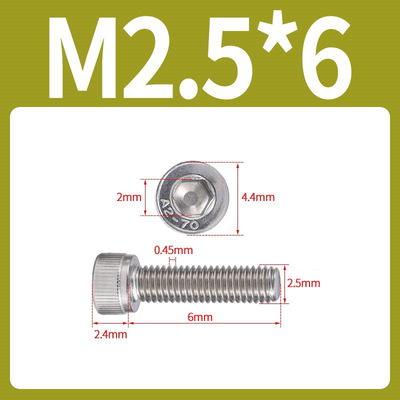 Tornillo Allen M2.5x6 M2.5*6 inoxidable 304 