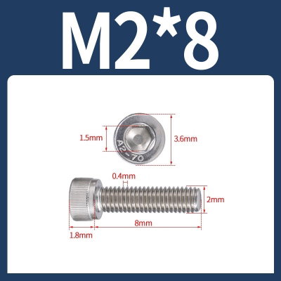 Tornillo Allen M2x8 M2*8 inoxidable 304