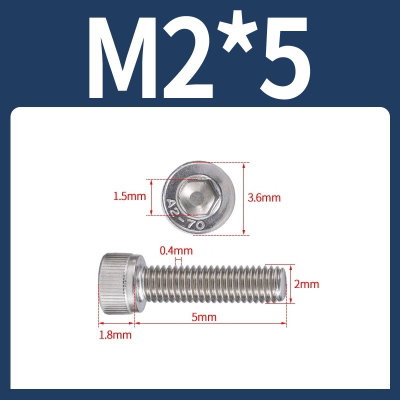 Tornillo Allen M2x5 M2*5 inoxidable 304