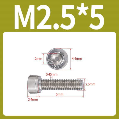 Tornillo Allen M2.5x5 M2.5*5 inoxidable 304 