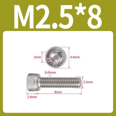 Tornillo Allen M2.5x8 M2.5*8 inoxidable 304 