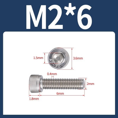 Tornillo Allen M2x6 M2*6 inoxidable 304