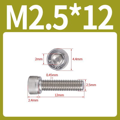 Tornillo Allen M2.5x12 M2.5*12 inoxidable 304 