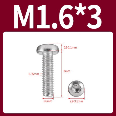 Tornillo Torx M1.6x3 M1.6*3 inoxidable 304