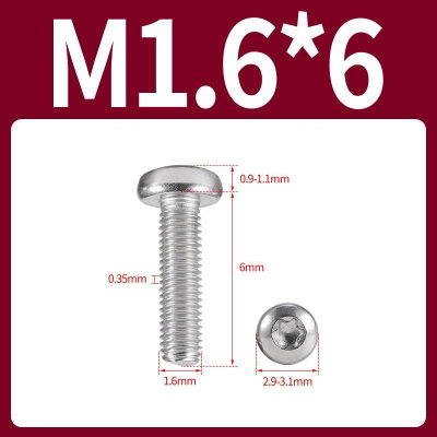Tornillo Torx M1.6x6 M1.6*6 inoxidable 304