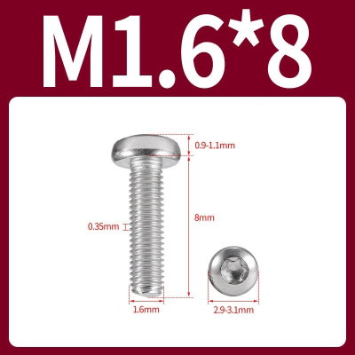 Tornillo Torx M1.6x8 M1.6*8 inoxidable 304
