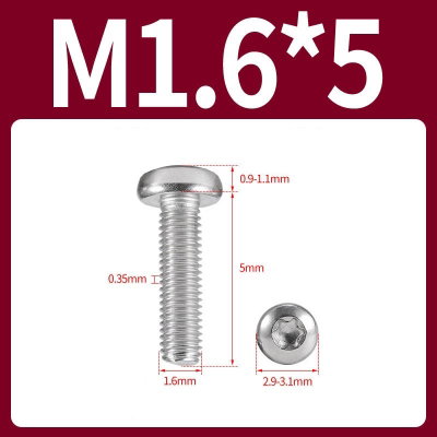 Tornillo Torx M1.6x5 M1.6*5 inoxidable 304