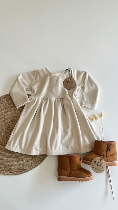 Vestido de plush beige