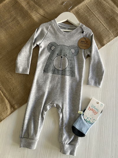 Pijama enterito osito gris