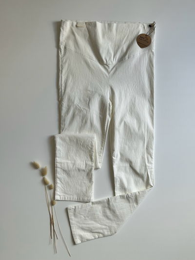 Pantalón de bengalina blanco con faja (embarazada/postparto)