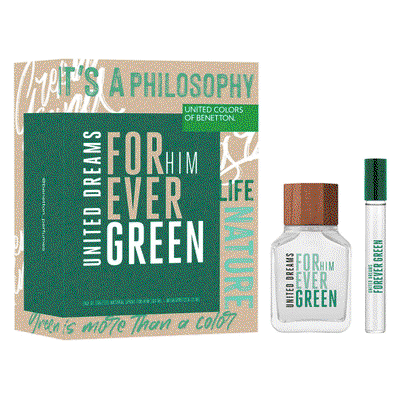 BENETTON FOR EVER GREEN FOR HIM ESTUCHE (PERFUME + MINI TALLA)