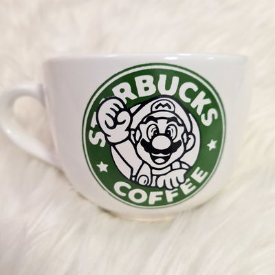 Tazon Mario Bross Coffe Blanco
