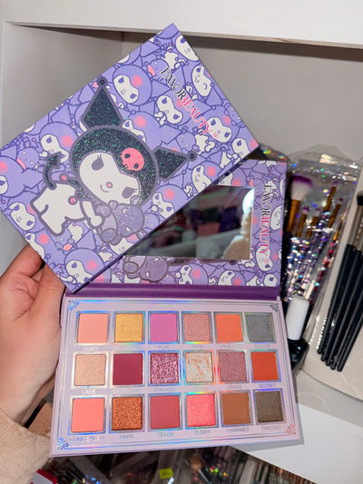 paletas de 18 sombras + espejo XL kuromi-kitty